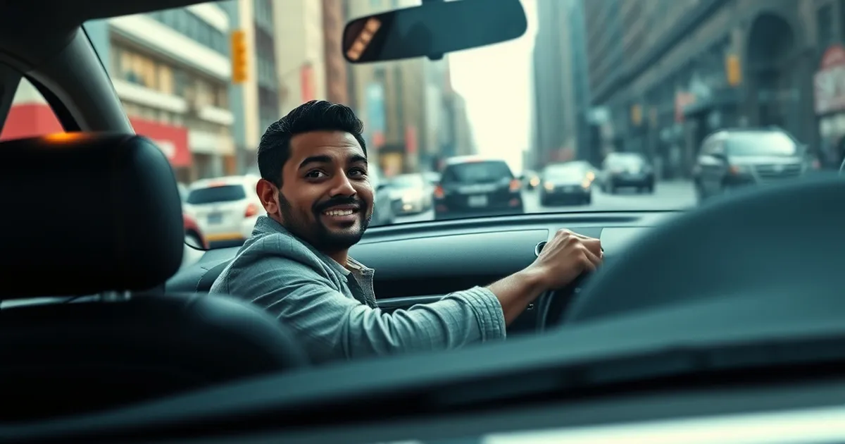Persona latina conduciendo en una calle de Nueva York